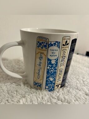 Draper James  (Reese Witherspoon Brand) White Ceramic Book Spine Mug -Slang CUTE